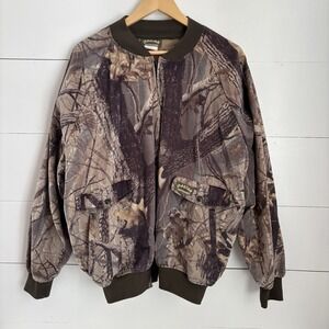 Vintage Spartan Outdoors Camo Jacket Men's 2XL RealTree Hardwood Full Zip Bomber